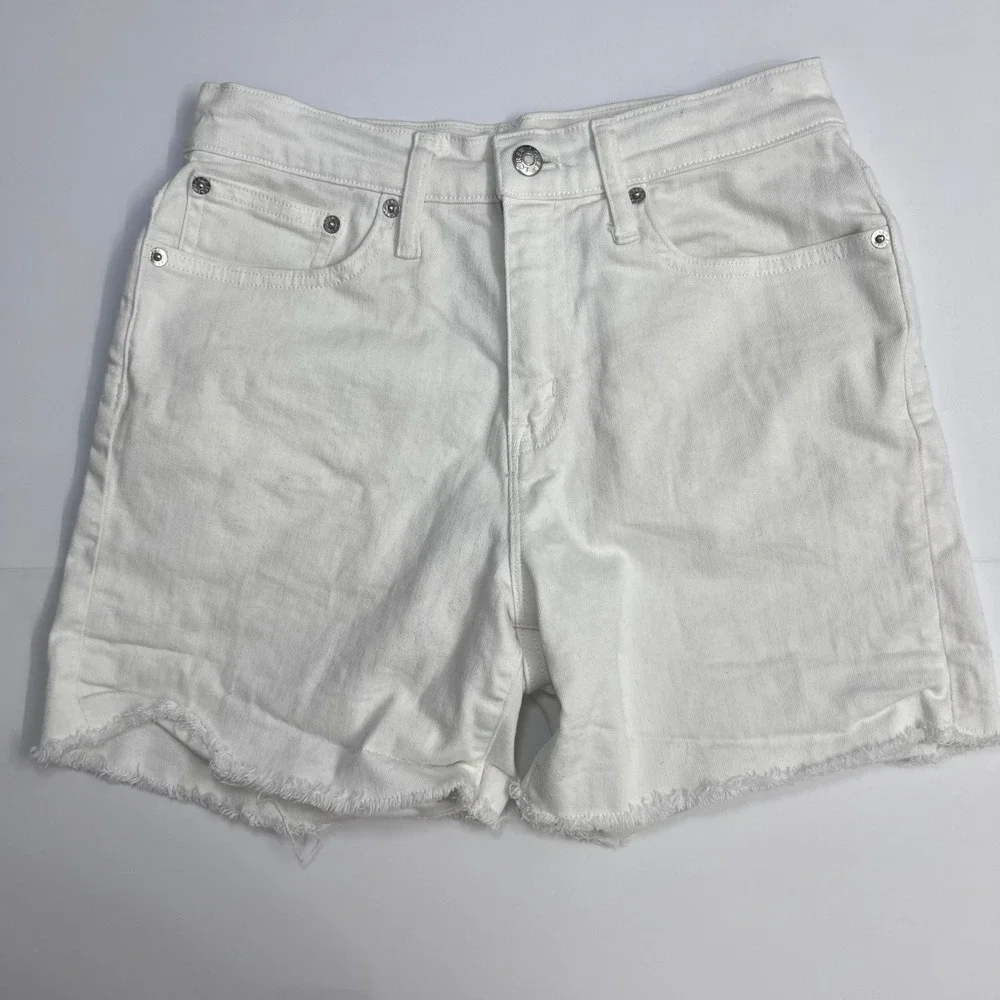 J.Crew Denim Shorts Womens Size 25 White High Rise Raw Hem Stretch Cotton Shorts